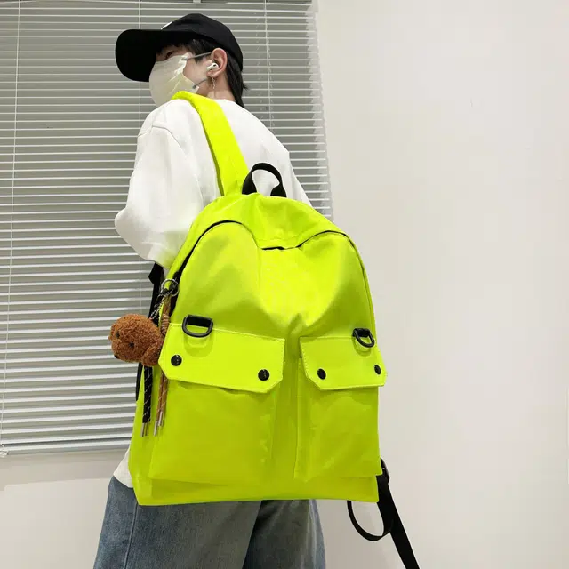 草丛喵喵喵 百搭高颜值街头潮流 尼龙 双肩包 男女同款情侣款 绿色/黑色/粉色