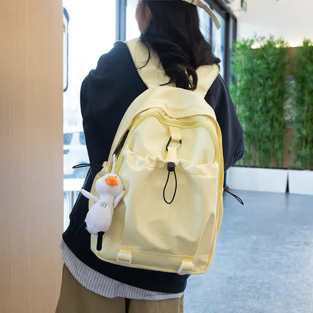 草丛喵喵喵 学院风日常休闲时尚潮流通勤大容量 男女情侣同款 初高中生背包 大学生书包 常规 尼龙双肩包 多色