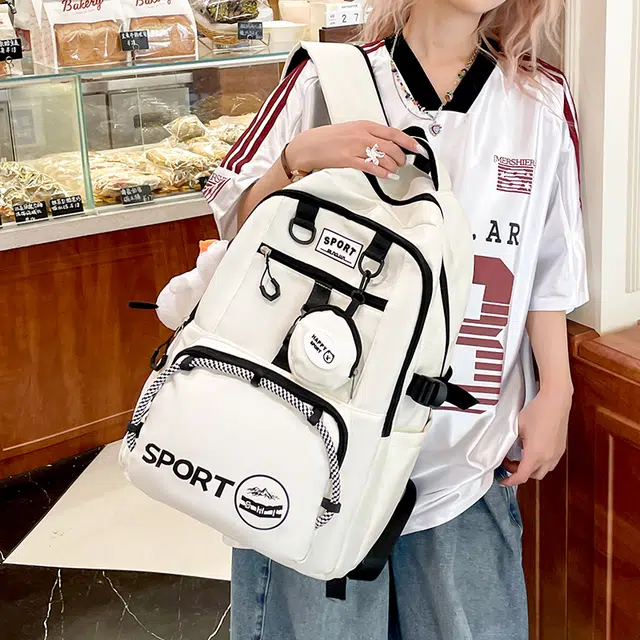 草丛喵喵喵 潮流街头学生纯色 尼龙布 双肩包 男女同款情侣款 多色