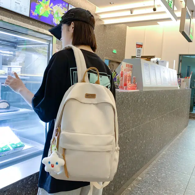 草丛喵喵喵 高颜值简约百搭学生潮流 尼龙 双肩包 男女同款情侣款 多色