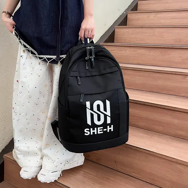 草丛喵喵喵 百搭高颜值学生上学 尼龙 双肩包 男女同款情侣款 黑色/绿色/白色