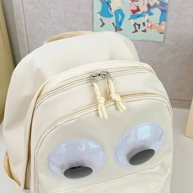 草丛喵喵喵 高颜值百搭可爱大眼睛 尼龙 双肩包 常规 男女同款情侣款 多色