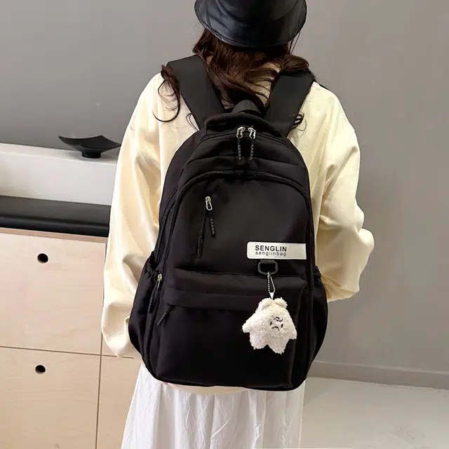 草丛喵喵喵 学院风简约运动韩版 尼龙 双肩包 男女同款情侣款 多色