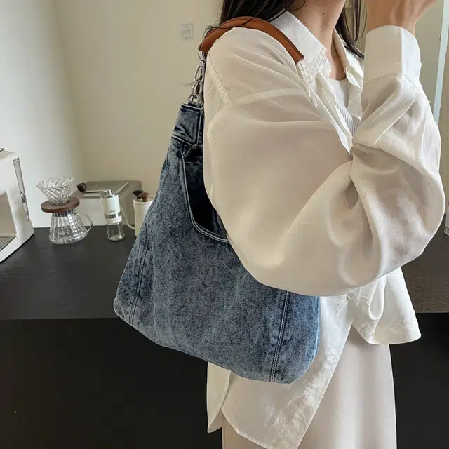 草丛喵喵喵 小众休闲通勤 帆布 帆布包单肩包 女款 蓝色