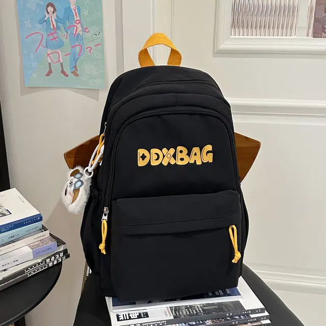 草丛喵喵喵 书包大学生夏季纯色高颜值简约轻便高中初中生百搭 涤纶 双肩包 男女同款情侣款 红色/黑色/黄色/深蓝色