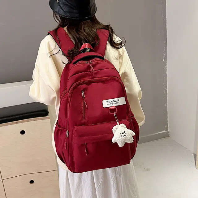 草丛喵喵喵 学院风简约运动韩版 尼龙 双肩包 男女同款情侣款 多色