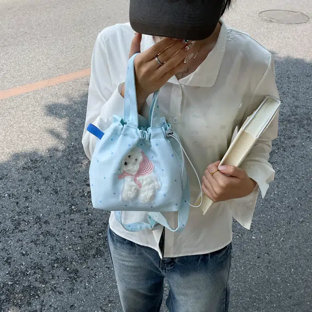 草丛喵喵喵 百搭可爱通勤 尼龙 单肩手提包 常规 女款 圆点黑色/藏蓝色/米白色/灰色/黑色/红色/黄色/蓝色