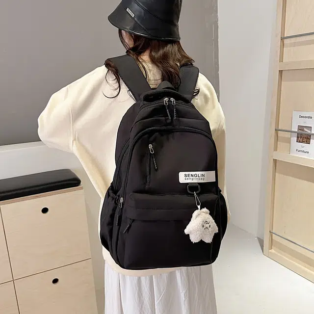草丛喵喵喵 学院风简约运动韩版 尼龙 双肩包 男女同款情侣款 多色