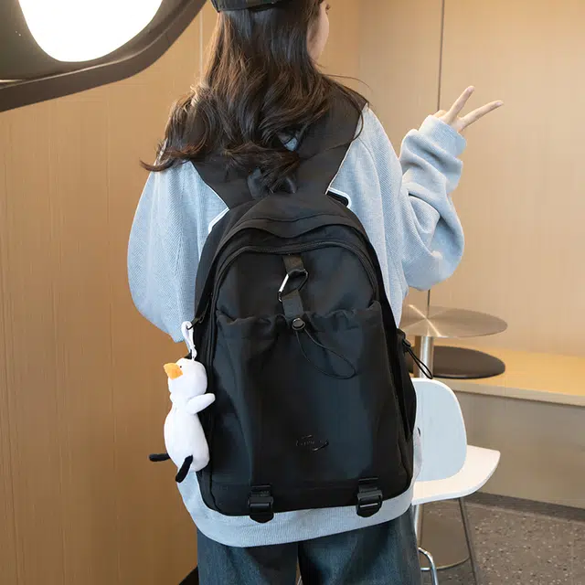 草丛喵喵喵 学院风日常休闲时尚潮流通勤大容量 男女情侣同款 初高中生背包 大学生书包 常规 尼龙双肩包 多色