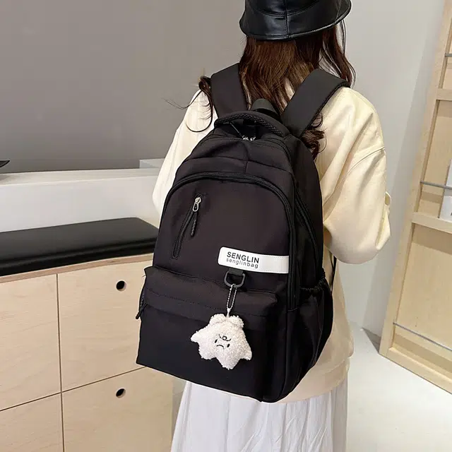 草丛喵喵喵 学院风简约运动韩版 尼龙 双肩包 男女同款情侣款 多色