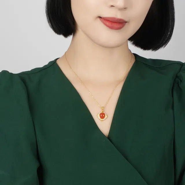 心若莲华 新中式 南红十字 吊坠 女款