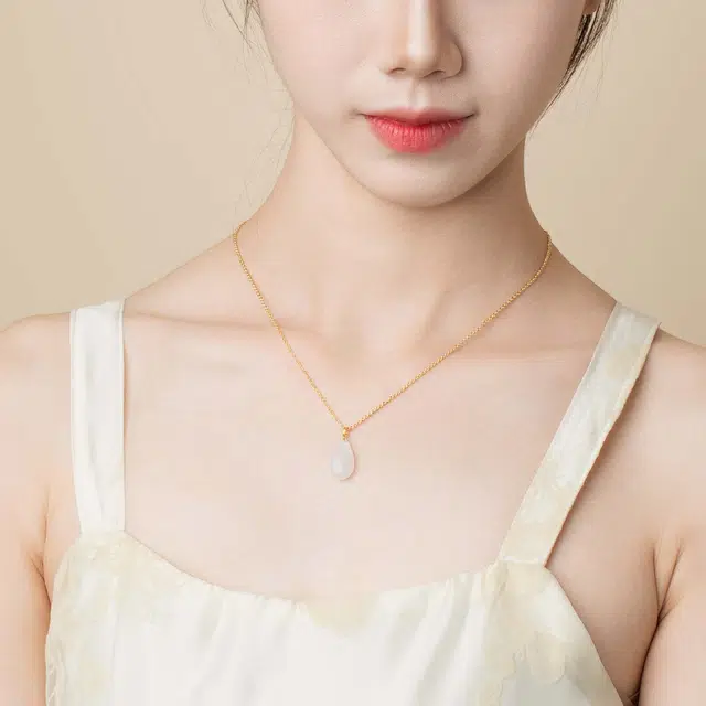 心若莲华 小水滴轻奢 和田玉 吊坠 女款 白玉