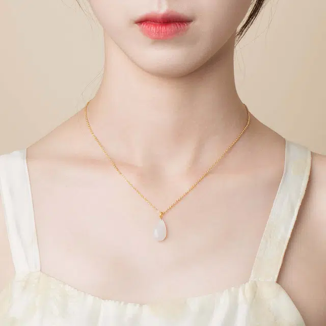心若莲华 小水滴轻奢 和田玉 吊坠 女款 白玉