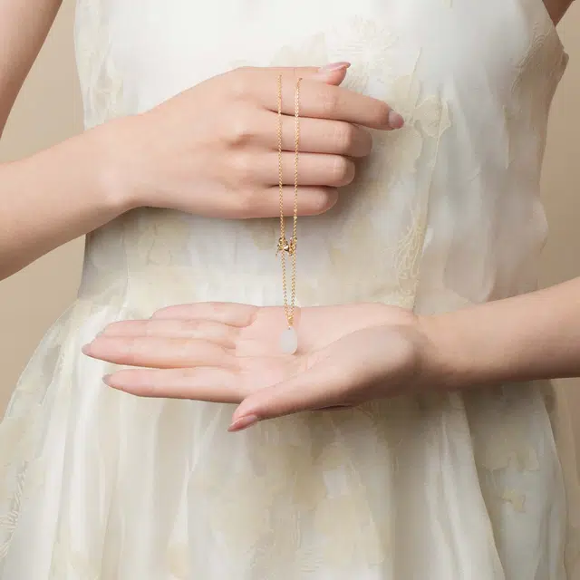 心若莲华 小水滴轻奢 和田玉 吊坠 女款 白玉
