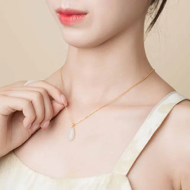 心若莲华 小水滴轻奢 和田玉 吊坠 女款 白玉