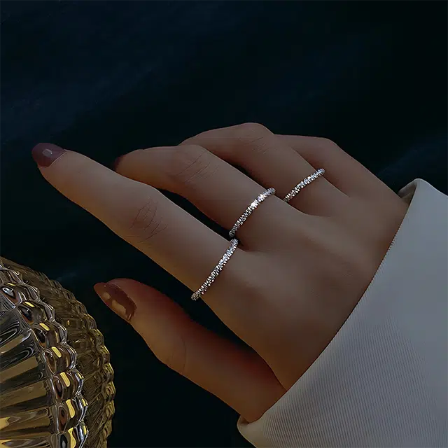重庆金店 满天星 精致时尚 轻奢优雅 简约大气高级 合金 戒指 男女同款情侣款