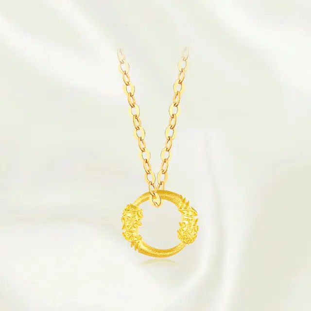重庆金店 凤环锦鲤 新中式国风精致轻奢招财转运古法 足金 按克计价 黄金吊坠 男女同款情侣款