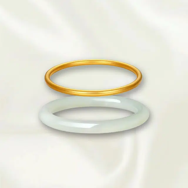重庆金店 一步一响 金钱进袋国风新中式典雅旗袍汉服库里蓝白月光金玉满堂气质首饰妈妈 玉髓 玉石手镯 男女同款情侣款 妈妈闺蜜女友礼品物