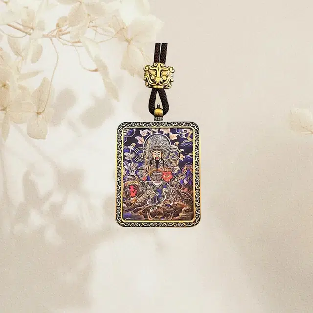 重庆金店 【正财偏财财源滚滚来】赵公明唐卡 诸事顺利藏式大黑天国潮唐卡白财神扎基拉姆复古编绳#好运 琉璃 项链 男女同款情侣款