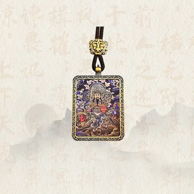 重庆金店 【正财偏财财源滚滚来】赵公明唐卡 诸事顺利藏式大黑天国潮唐卡白财神扎基拉姆复古编绳#好运 琉璃 项链 男女同款情侣款