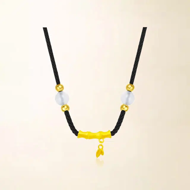 【赠暴富手机贴】 重庆金店 竹节吊坠 节节高升转运珠新中式国潮竹报平安锁骨链#好运 琉璃 项链 男女同款情侣款