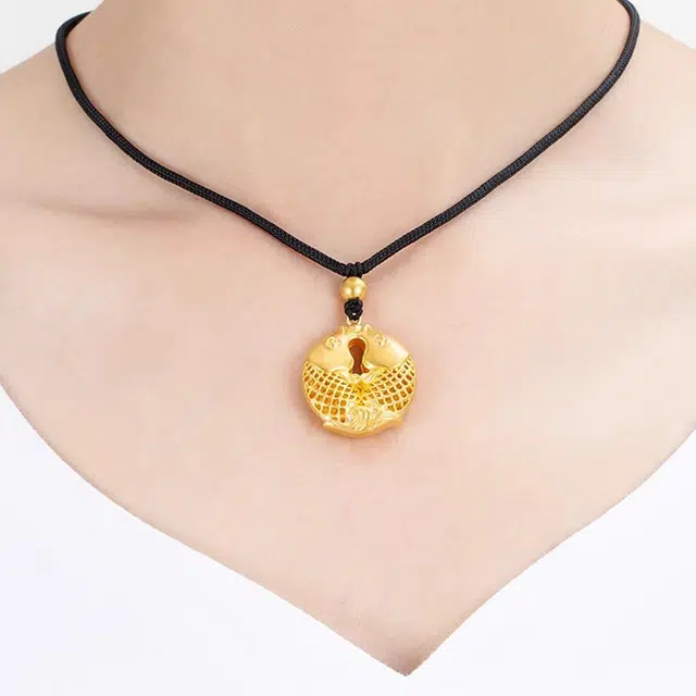 重庆金店 富贵双鱼锦鲤 镂空年年有余吉祥如意 足金 按克计价 黄金吊坠 男女同款情侣款