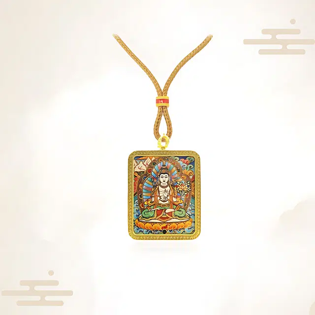 【招财进宝运气好】 重庆金店 大势至菩萨 八大守护神唐卡诸事顺利 平安喜乐新中式 飞黄腾达福禄吉祥小众#好运 合金 项链 男女同款情侣款