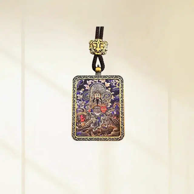 重庆金店 【正财偏财财源滚滚来】赵公明唐卡 诸事顺利藏式大黑天国潮唐卡白财神扎基拉姆复古编绳#好运 琉璃 项链 男女同款情侣款