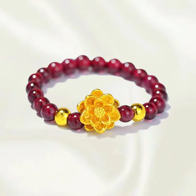 重庆金店 莲花转运珠 新中式轻奢高级感小众 甜美浪漫爱意转运 足金 按克计价 黄金戒指 女款
