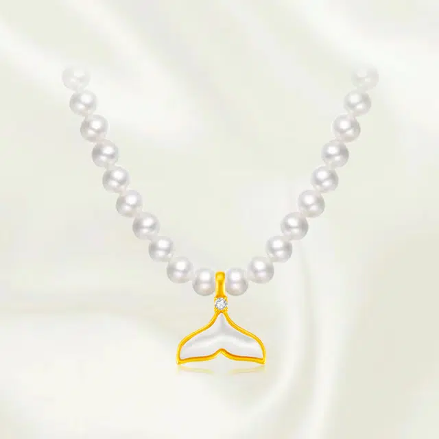重庆金店 梦幻鱼尾 精致轻奢甜美少女高级感小众温柔鱼尾 足金 按克计价 黄金吊坠 女款