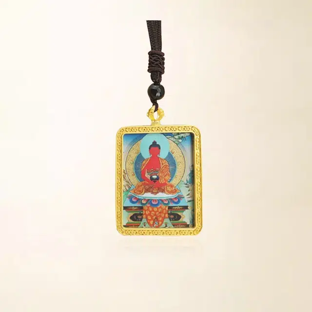 【财源转运唐卡】 重庆金店 藏式八大守护神小众设计风格寓意吉祥如意 琉璃 项链 男女同款情侣款