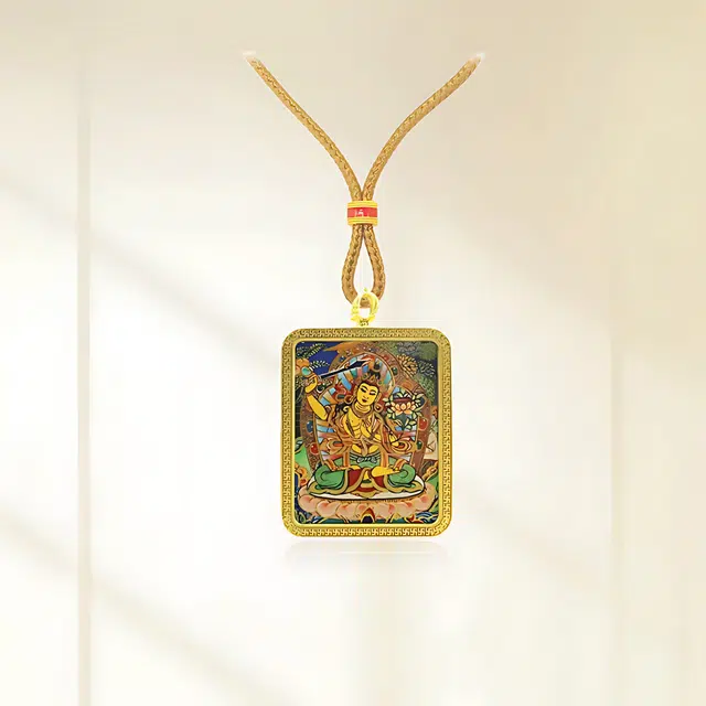 重庆金店 文殊菩萨 八大守护神唐卡诸事顺利 平安喜乐新中式 飞黄腾达 福禄吉祥小众#好运 招财进宝运气好 合金 项链 男女同款情侣款