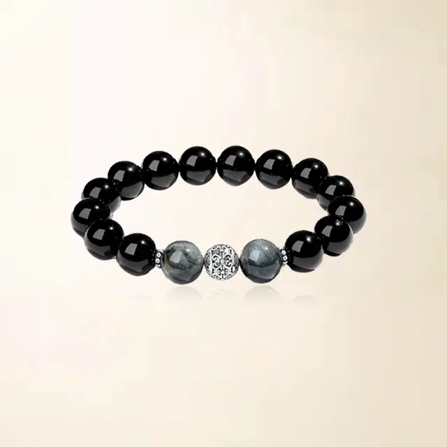 重庆金店 新中式复古心有所响转运珠招财转运盘玩文玩串珠#好运 黑曜石 手串 男女同款情侣款