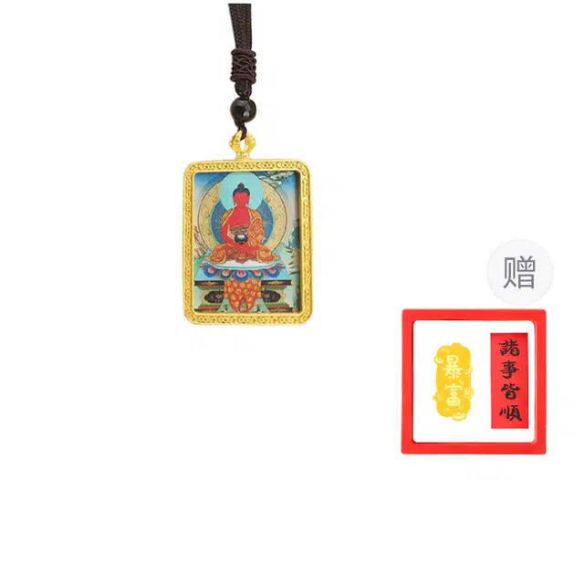 【财源转运唐卡】 重庆金店 藏式八大守护神小众设计风格寓意吉祥如意 琉璃 项链 男女同款情侣款