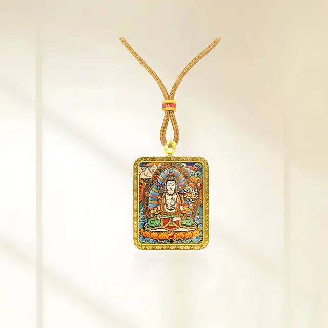 【招财进宝运气好】 重庆金店 大势至菩萨 八大守护神唐卡诸事顺利 平安喜乐新中式 飞黄腾达福禄吉祥小众#好运 合金 项链 男女同款情侣款