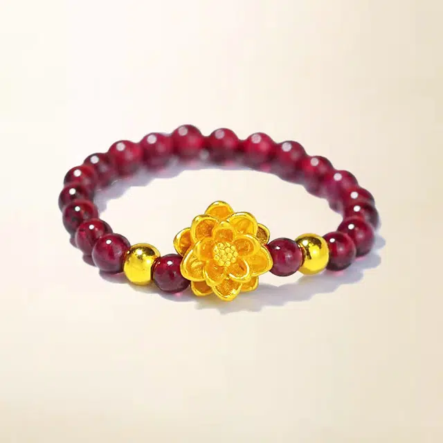重庆金店 莲花转运珠 新中式轻奢高级感小众 甜美浪漫爱意转运 足金 按克计价 黄金戒指 女款