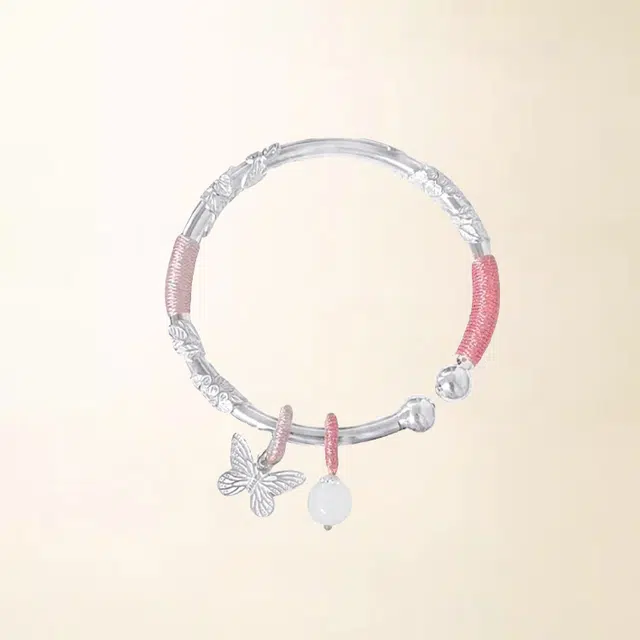 重庆金店 新中式国潮花开富贵甜美繁花似锦萌趣可爱灵动蝴蝶蝶恋花可调节纪念日好运 合金 手镯 女款