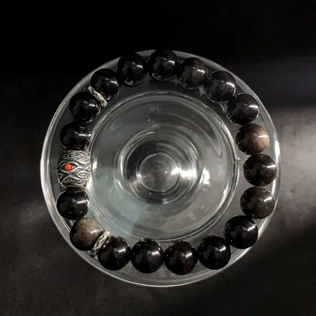 永恒旋律 平安顺遂 无咎之瞳复古圆珠串 小众简约高级感设计 个性时尚经典百搭日常通勤 清冷氛围感精美礼盒 好运天然 黑曜石 手串 男款