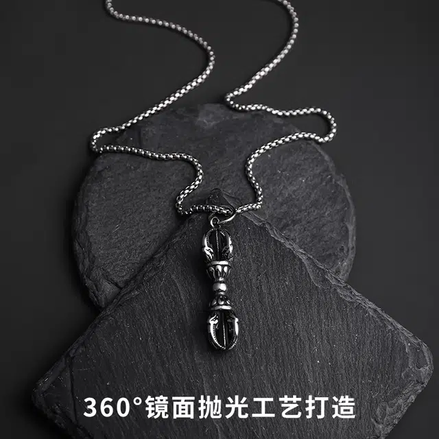 永恒旋律 平安顺遂 金刚杵转运长款吊坠 新中式复古小众个性精致简约氛围感设计 日常通勤百搭配饰 精美礼盒 可调节 好运 钛钢 项链 男款