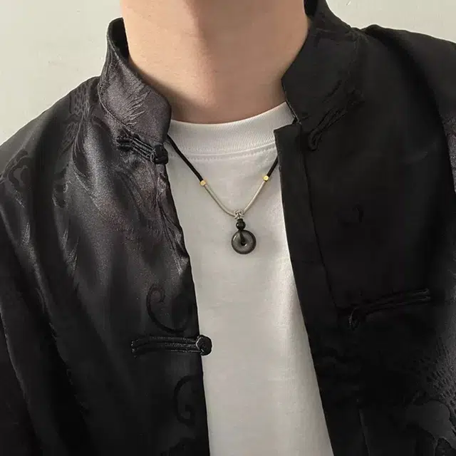 永恒旋律 招财纳福 平安扣转运吊坠 新中式小众国风简约设计 个性时尚大气日常通勤百搭 精美礼盒 可调节毛衣链 好运天然 黑曜石 项链 男款