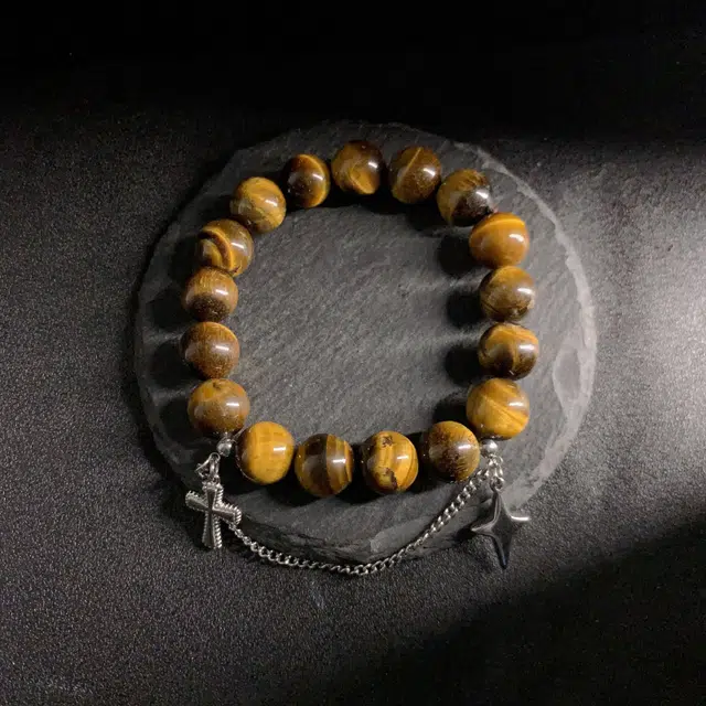 永恒旋律 招财纳福 阿瑞斯之瞳转运圆珠串 小众轻奢简约高级设计 诸事顺利时尚潮酷 日常通勤经典百搭 精美礼盒 好运 虎眼石 玉石手串 男款