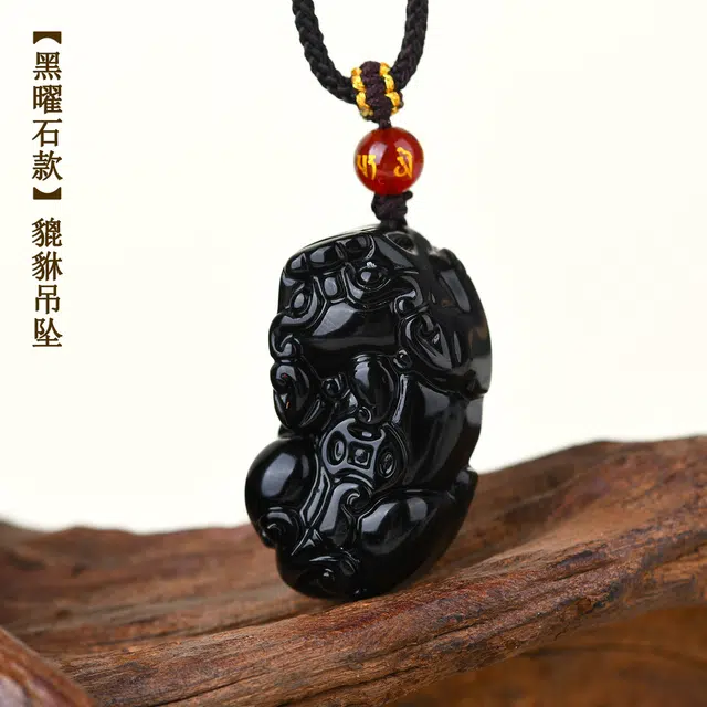 永恒旋律 招财纳福 貔貅转运吊坠 新中式小众国风简约高级感设计 诸事顺利平安顺遂 日常通勤精致百搭休闲个性 好运 黑曜石 玉石项链 男款