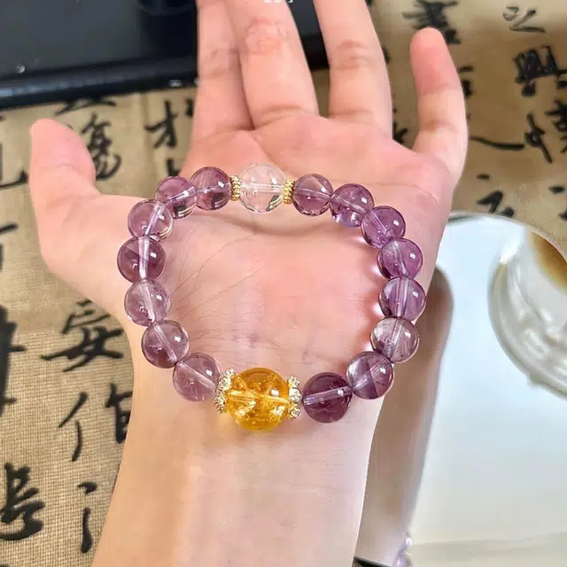 银色饰界 新中式紫气东来 九紫离火天使转运珠天然 紫水晶 手串 女款
