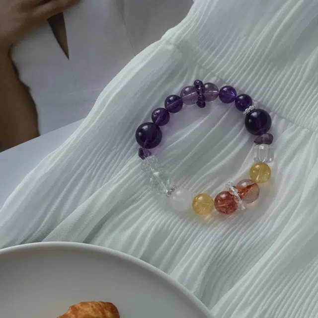 银色饰界 新中式国风高级 轻奢小清新#好运天然 多色水晶 手串 男女同款情侣款