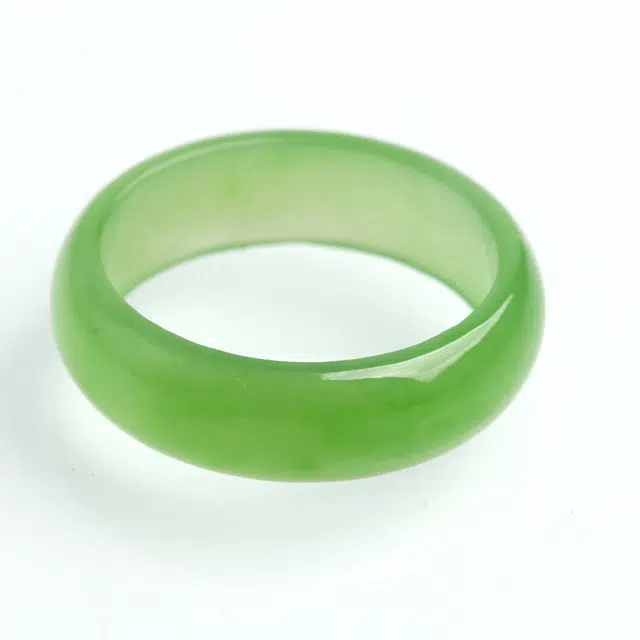 欧说珠宝 新中式古风气质经典款高货素圈高货素圈玉质细腻油润设计款单戒平安顺遂#好运 和田玉戒指 碧玉 女款