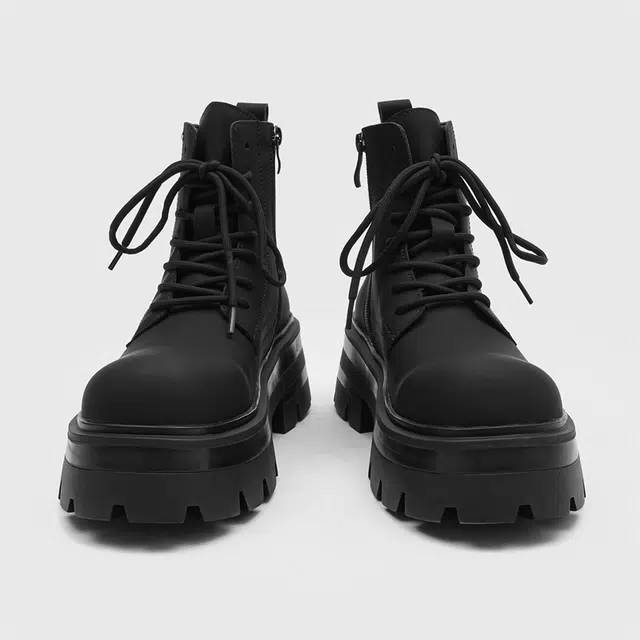 Dounkol Matte Leather Platform Lace-up Boots