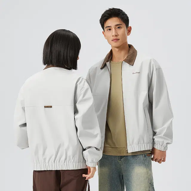 贵人鸟 生活系列 潮流拼色翻领百搭品牌字母印花宽松休闲美式复古夹克外套 男女同款