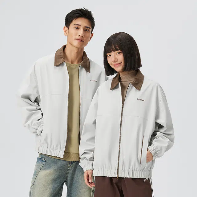 贵人鸟 生活系列 潮流拼色翻领百搭品牌字母印花宽松休闲美式复古夹克外套 男女同款