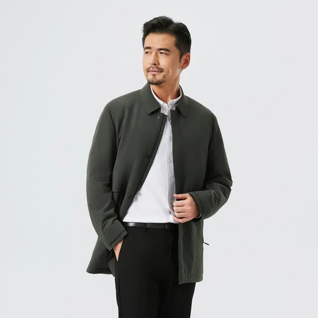 贵人鸟 乐活系列 石墨烯蓄热保暖内里商务休闲翻领茄克加厚中长款棉服外套 男款