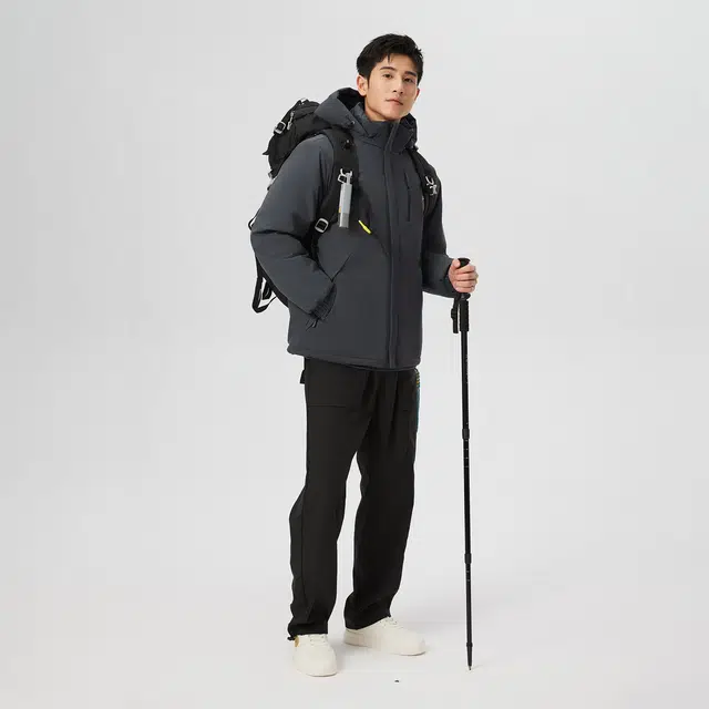 贵人鸟 暖铠系列 简约纯色百搭连帽防风蓄热保暖内里工装休闲爸爸装棉服厚外套 男款